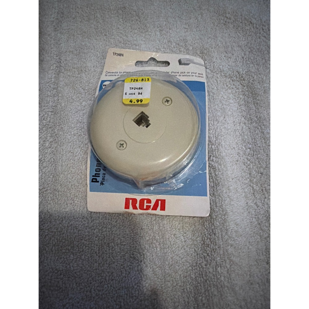 RCA TP248N Modular Phone Jack Wall Plate Round Ivory Surface Mount New